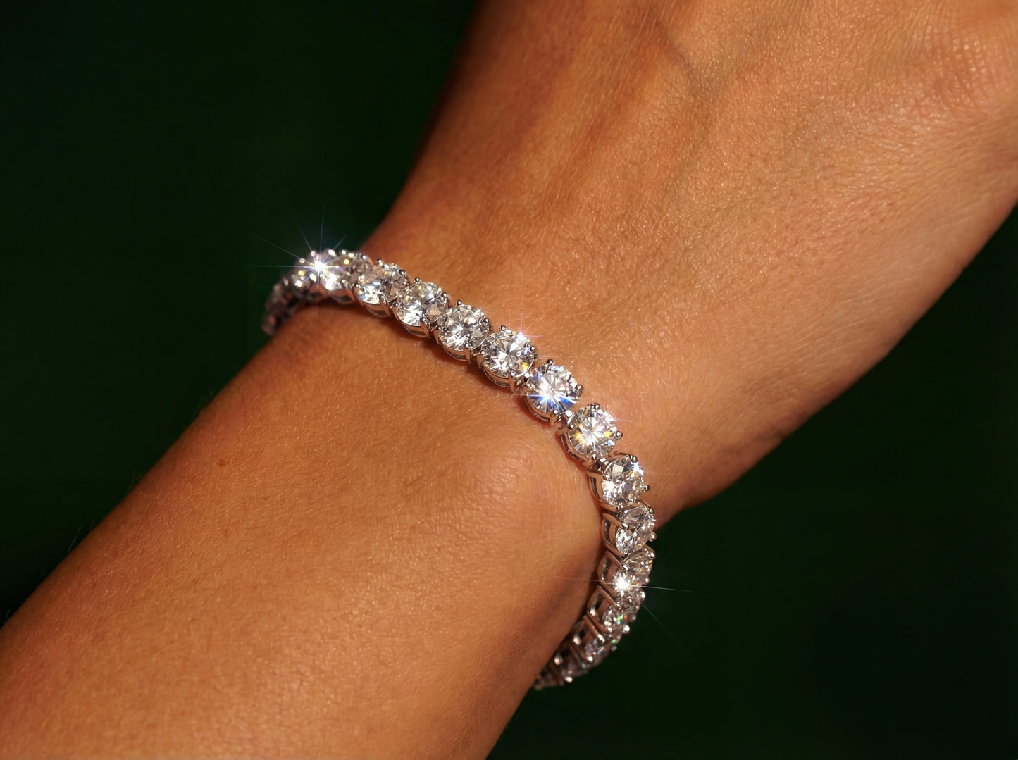 Bratara Tennis Luxury, Argintie cu pietre